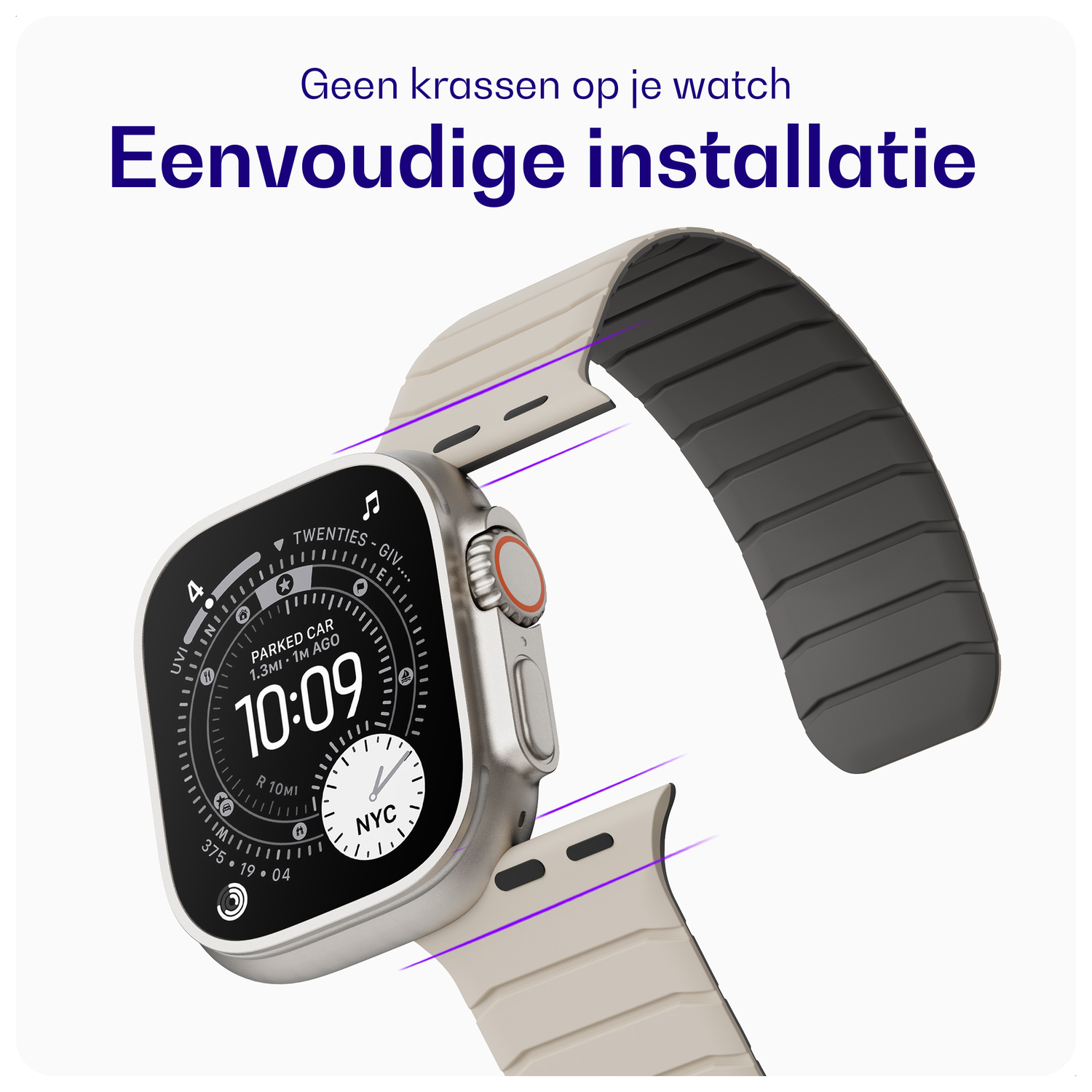 Buddi Fuse Magnetisch Apple Watch Bandje - 1-11/SE - 38/40/41/42MM Sterrenlicht afbeelding 4