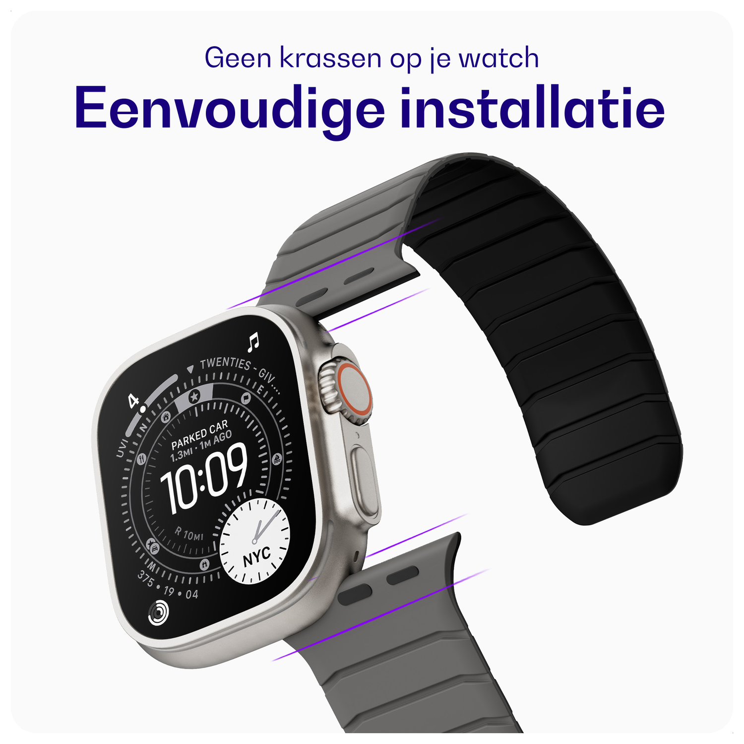 Buddi Fuse Magnetisch Apple Watch Bandje - 1-11/SE - 38/40/41/42MM Grijs afbeelding 4