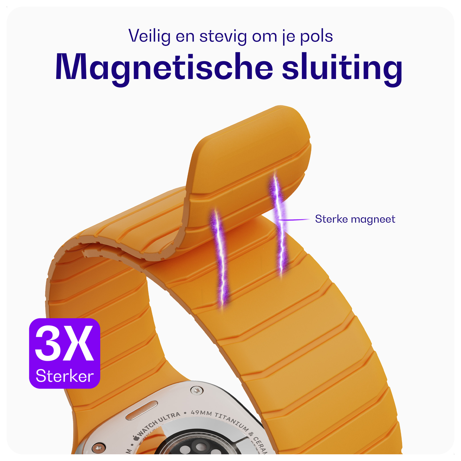 Buddi Fuse Magnetic Apple Watch Bandje 1-11/SE/Ultra 49/46/45/44MM Geel afbeelding 2