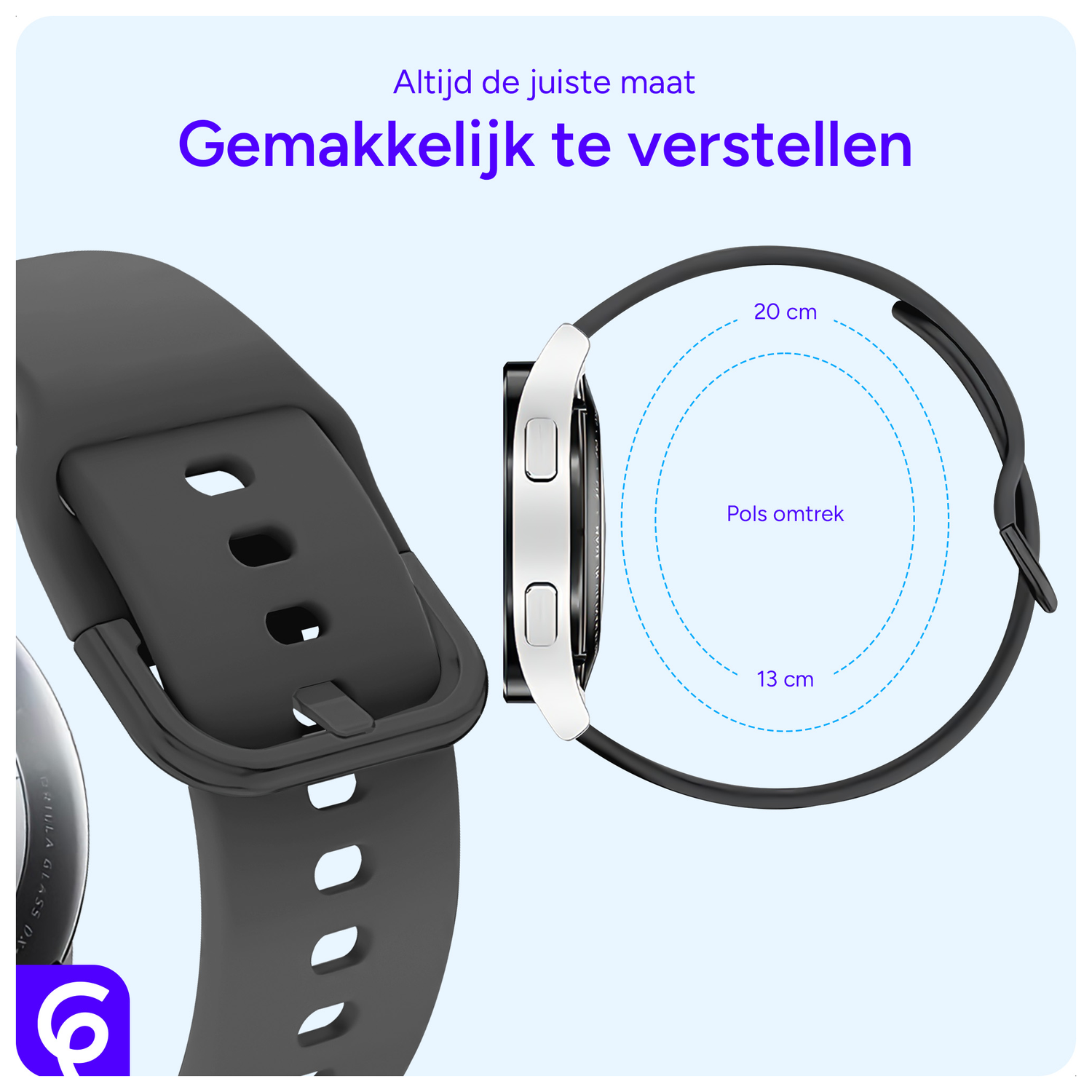 SBG Universeel Smartwatch / Horloge Bandje - Siliconen - 20MM - Antraciet afbeelding 2