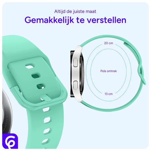 SBG Universeel Smartwatch / Horloge Bandje - Siliconen - 20MM - Mint Groen afbeelding 2