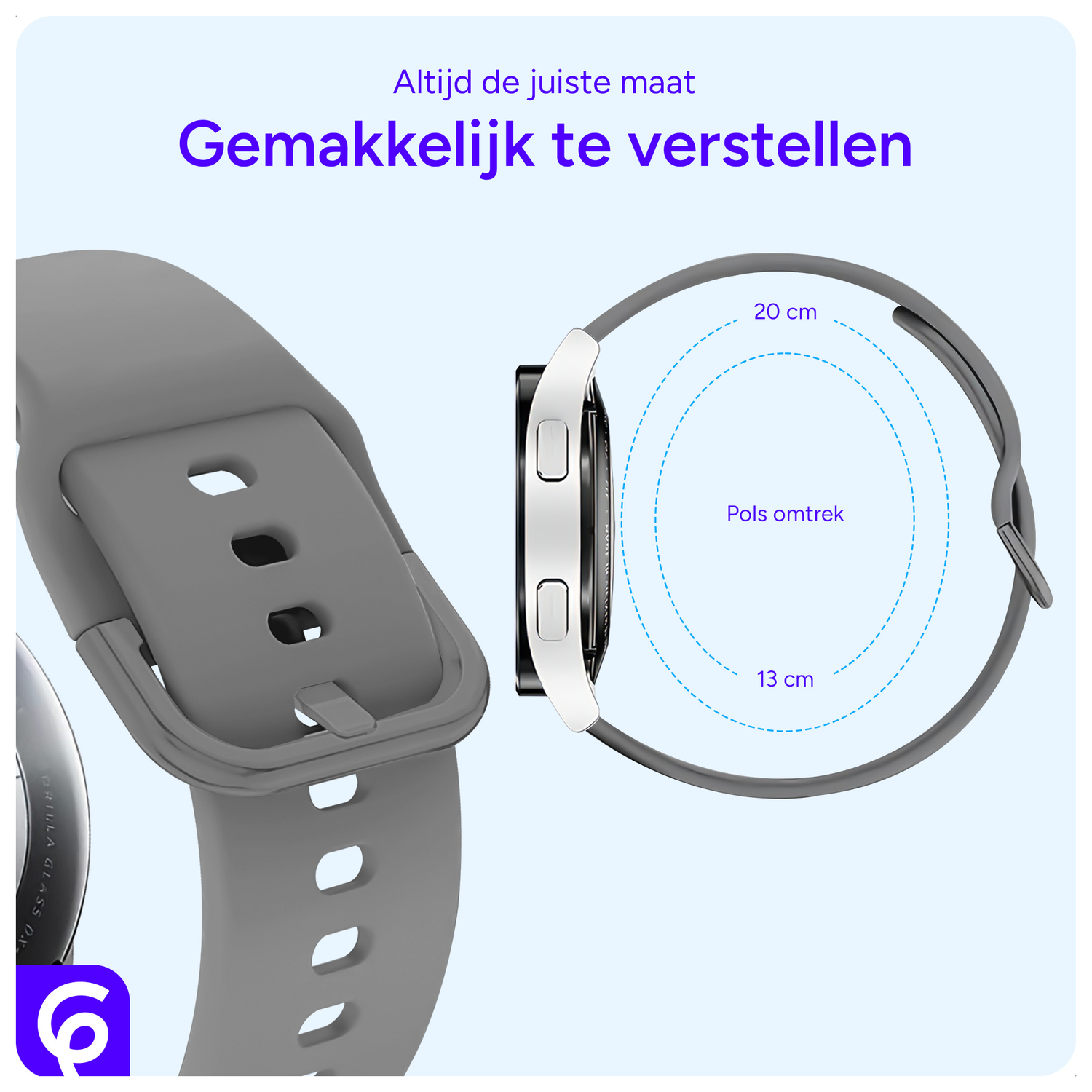 SBG Universeel Smartwatch / Horloge Bandje - Siliconen - 22MM - Grijs afbeelding 2