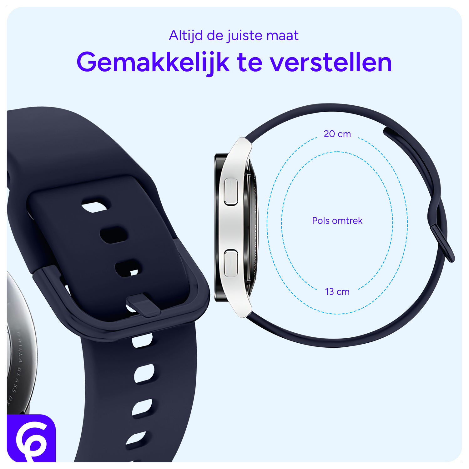SBG Universeel Smartwatch / Horloge Bandje - 22MM - Midnight Blue afbeelding 2