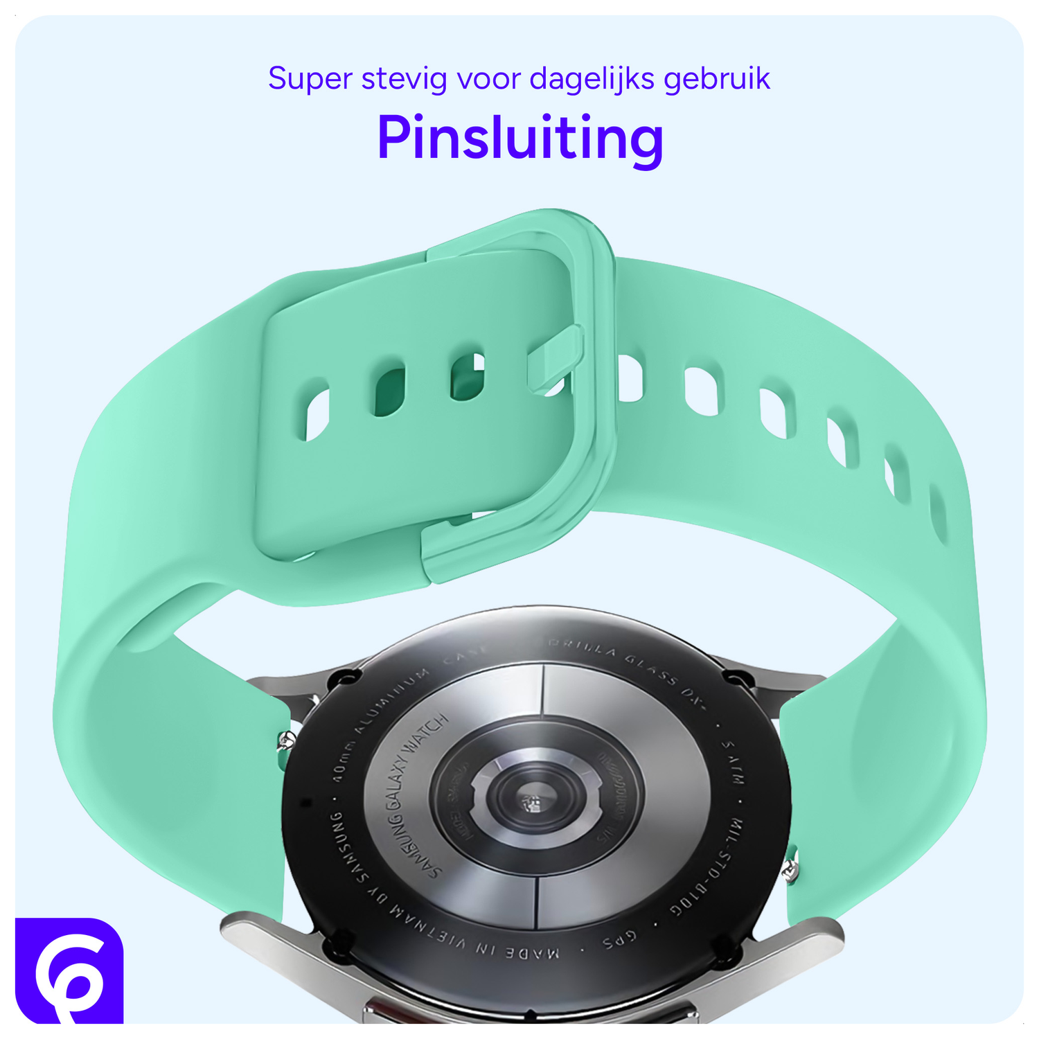 SBG Universeel Smartwatch / Horloge Bandje - Siliconen - 22MM - Mint Groen afbeelding 3