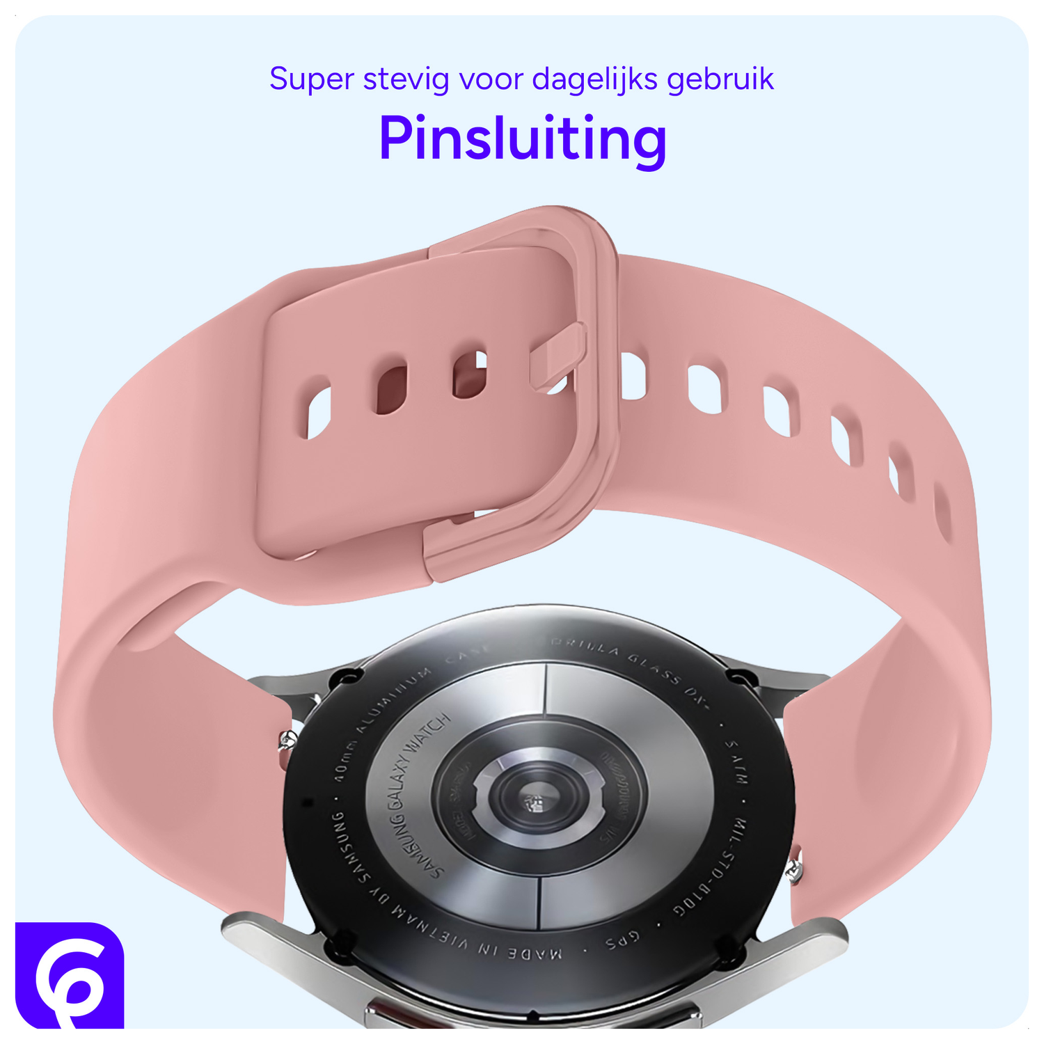 SBG Universeel Smartwatch / Horloge Bandje - Siliconen - 22MM - Licht Roze afbeelding 3