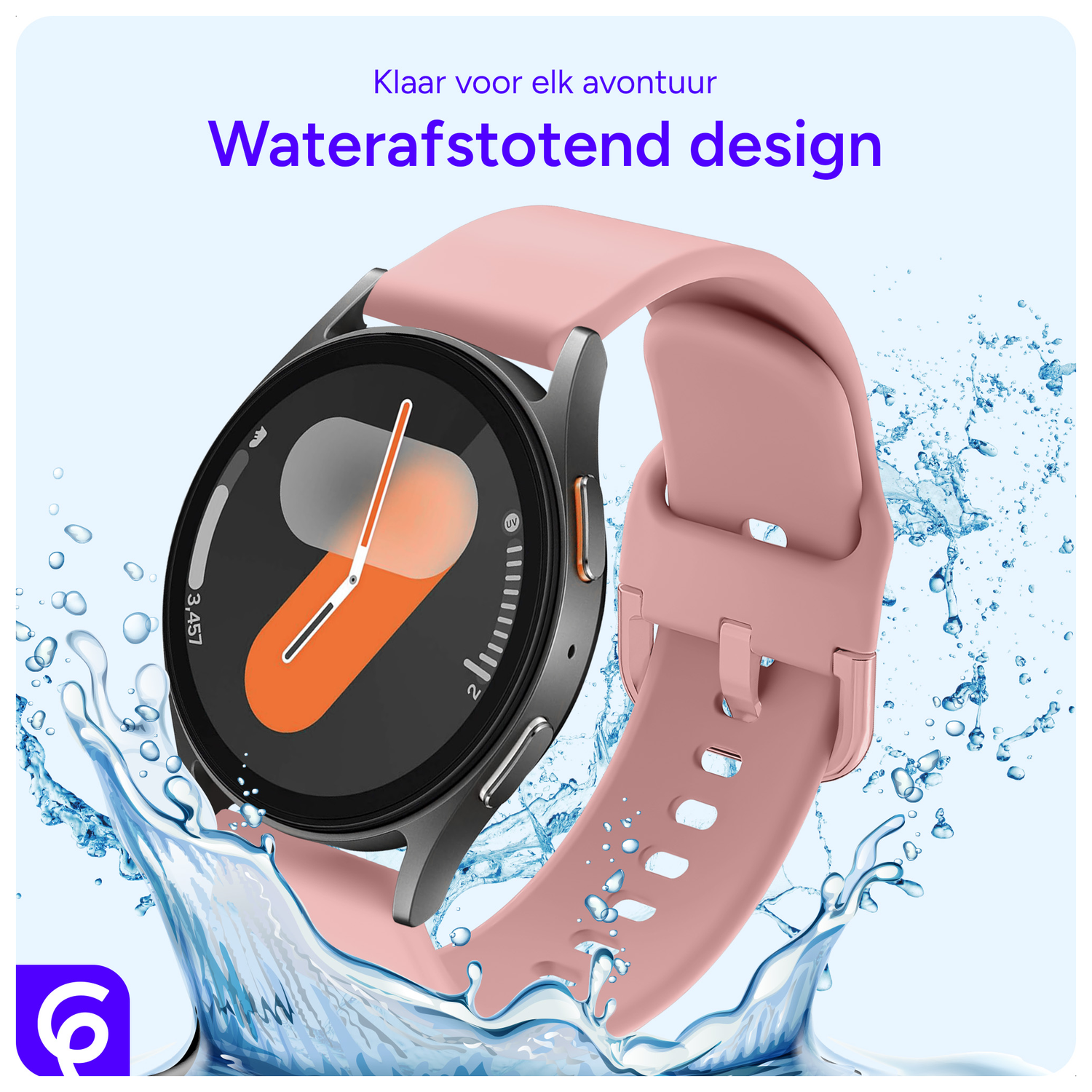 SBG Universeel Smartwatch / Horloge Bandje - Siliconen - 22MM - Licht Roze afbeelding 6