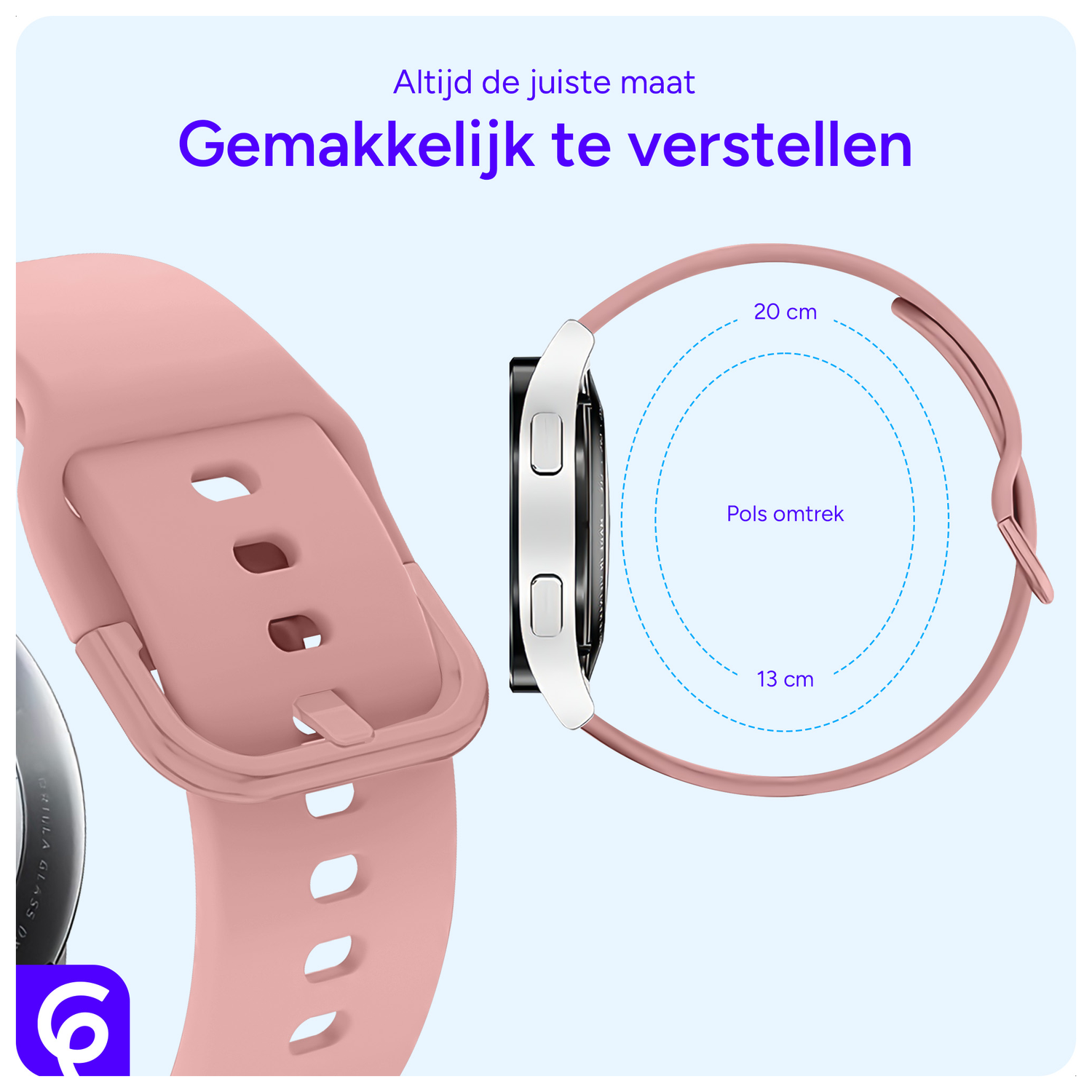 SBG Universeel Smartwatch / Horloge Bandje - Siliconen - 22MM - Licht Roze afbeelding 2