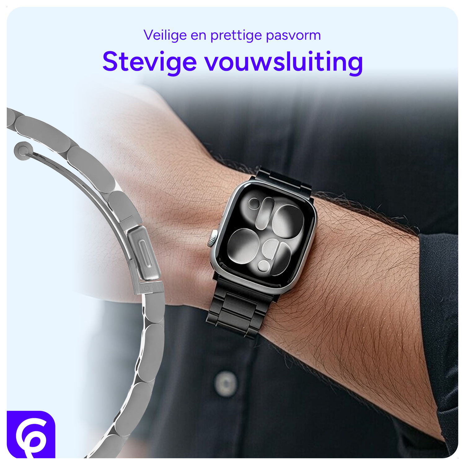 SBG RVS - Apple Watch Bandje - 1-11/SE - 38/40/41/42MM - Zilver afbeelding 2