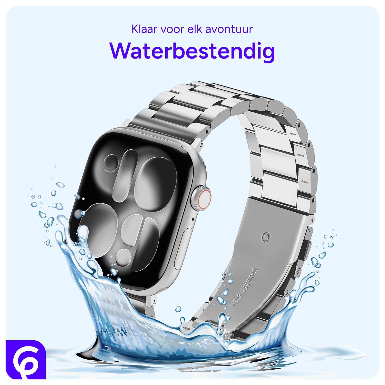 SBG RVS - Apple Watch Bandje - 1-11/SE - 38/40/41/42MM - Zilver afbeelding 3