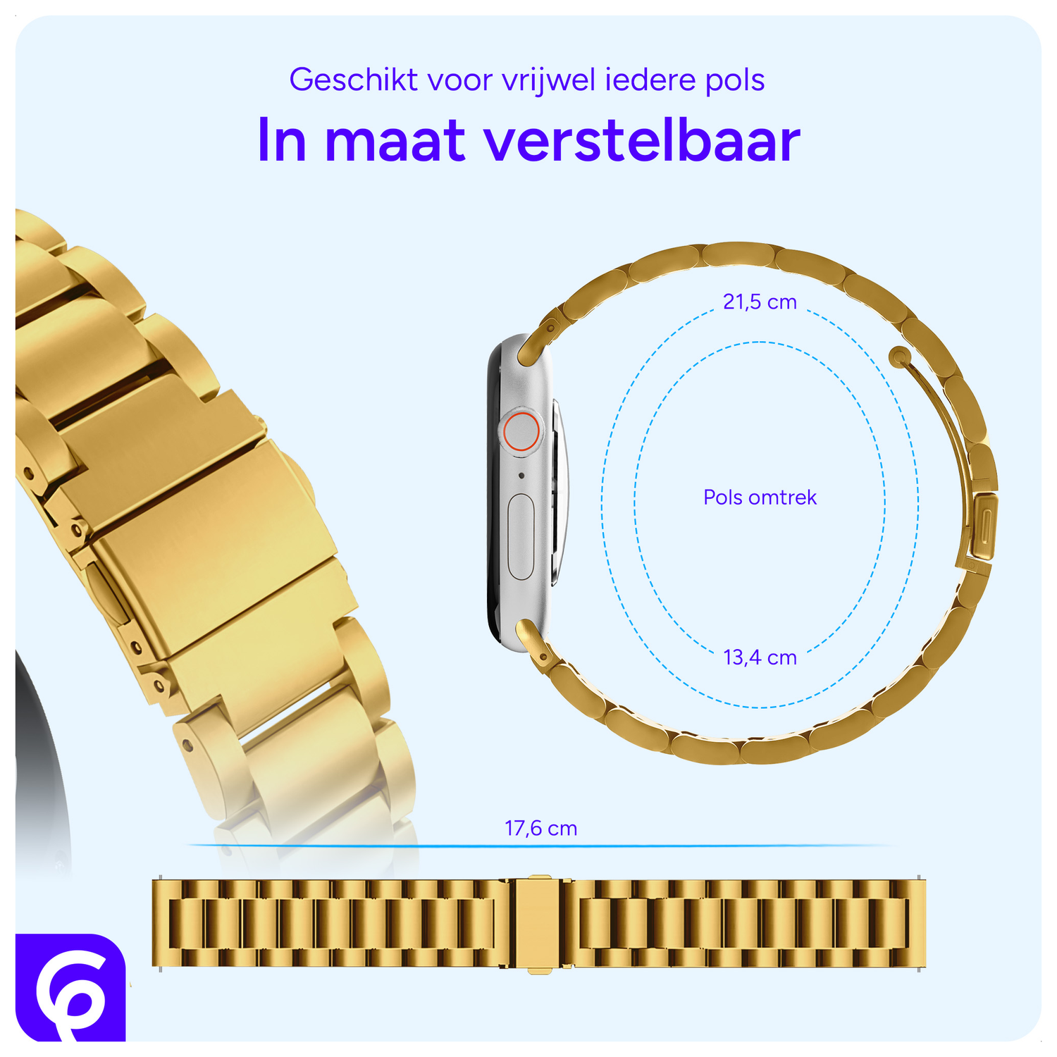 SBG RVS - Apple Watch Bandje - 1-11/SE - 38/40/41/42MM - Goud afbeelding 5
