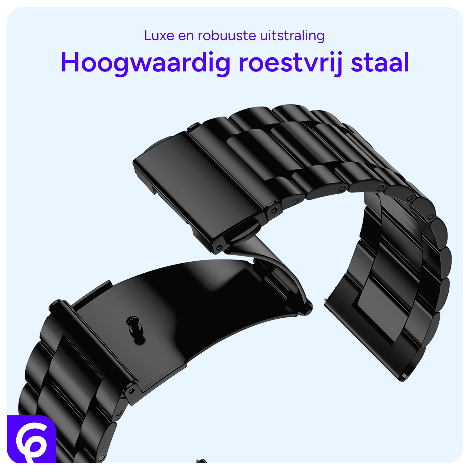 SBG RVS - Apple Watch Bandje - 1-11/SE - 38/40/41/42MM - Zwart afbeelding 4