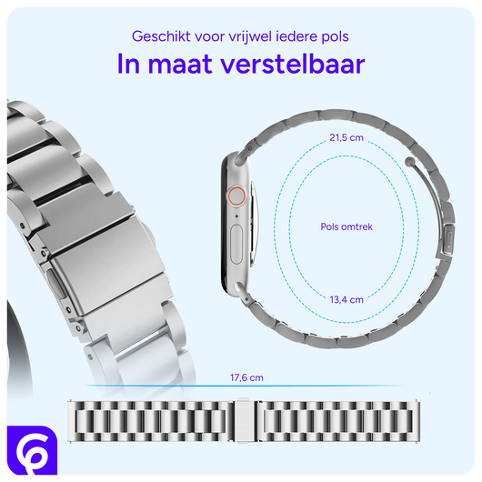 SBG RVS - Apple Watch Bandje - 1-11/SE/Ultra - 49/46/45/44/42MM - Zilver afbeelding 5