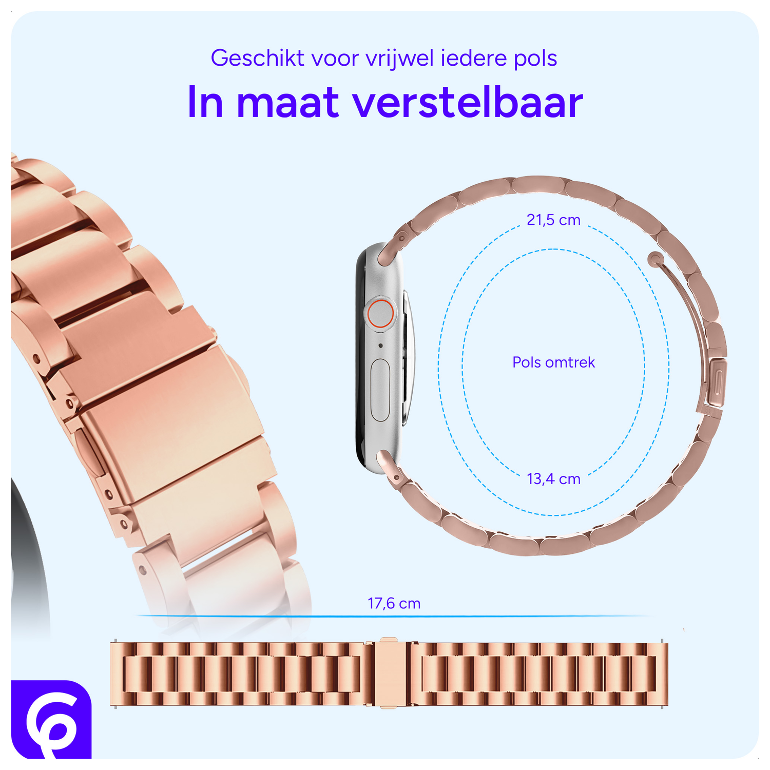 SBG RVS - Apple Watch Bandje - 1-11/SE/Ultra - 49/46/45/44/42MM - Rose Goud afbeelding 5