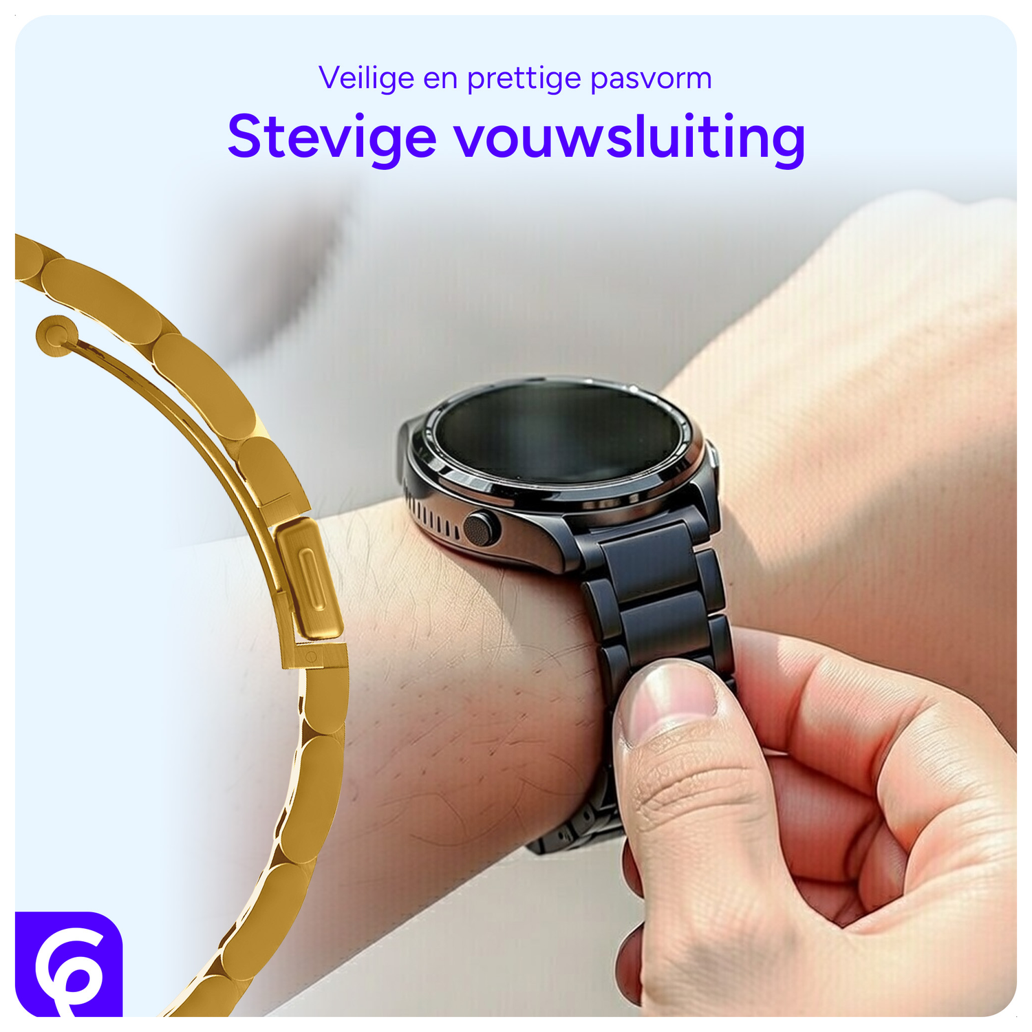 SBG RVS - Universeel Smartwatch / Horloge Bandje Schakels 20MM - Goud afbeelding 2