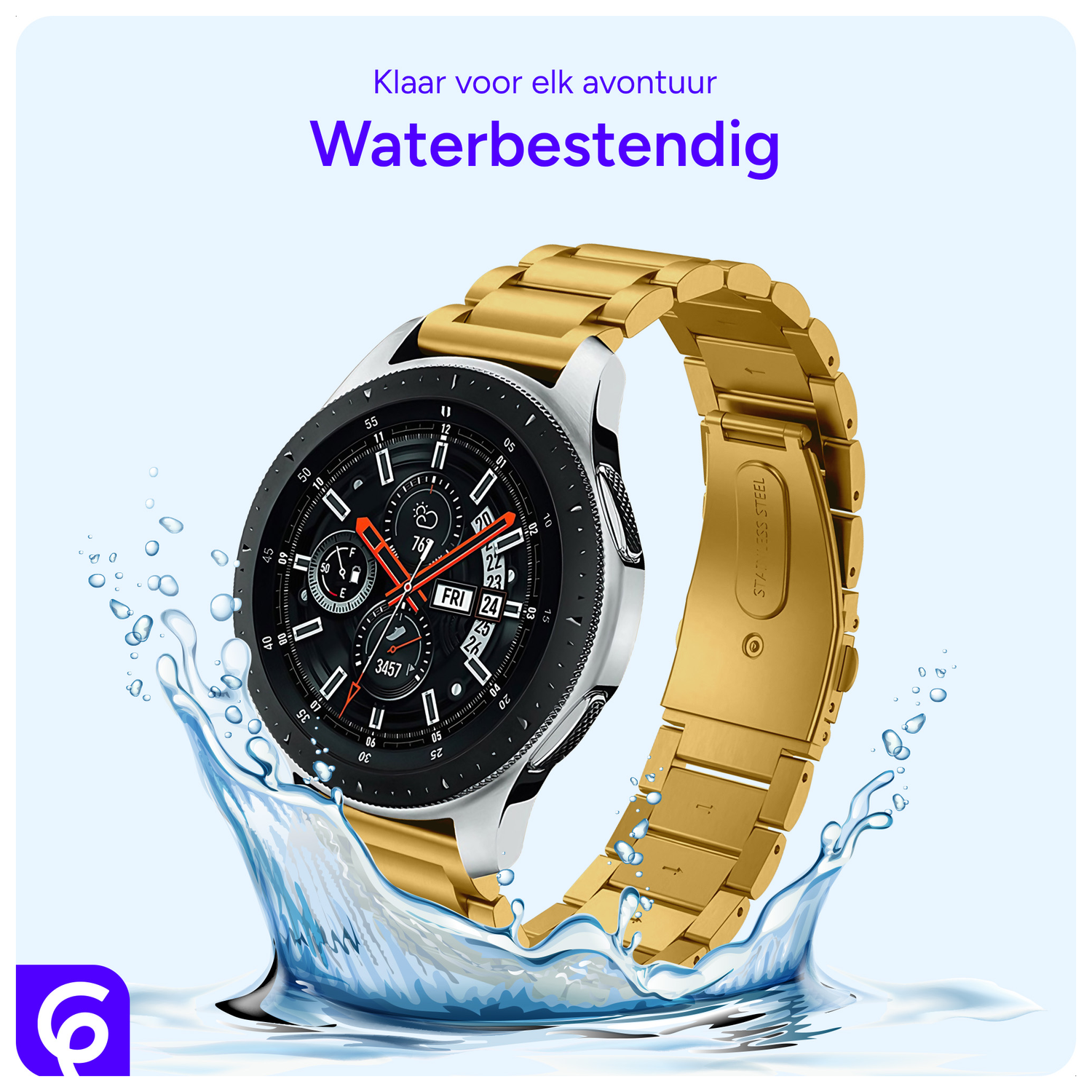 SBG RVS - Universeel Smartwatch / Horloge Bandje Schakels 20MM - Goud afbeelding 4