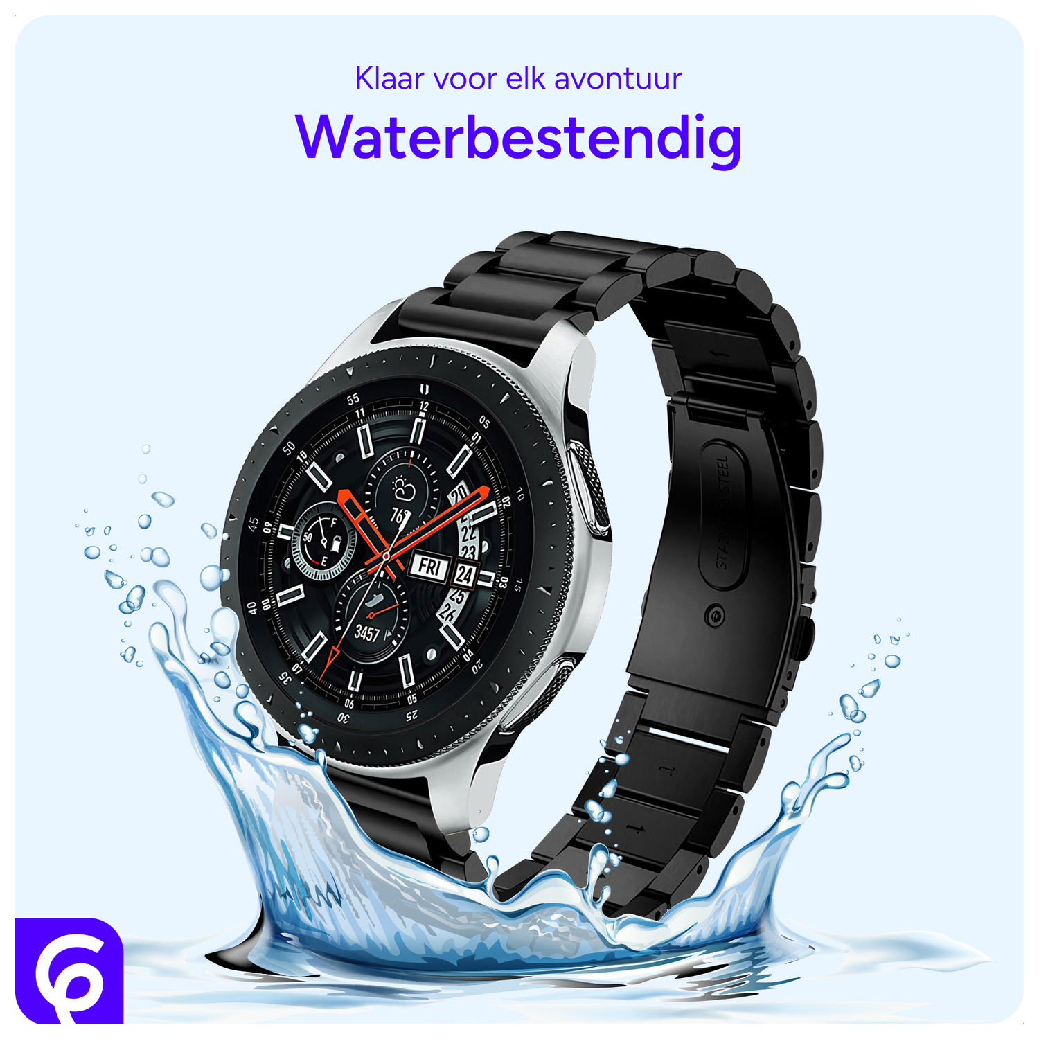 SBG RVS - Universeel Smartwatch / Horloge Bandje Schakels 20MM - Zwart afbeelding 3