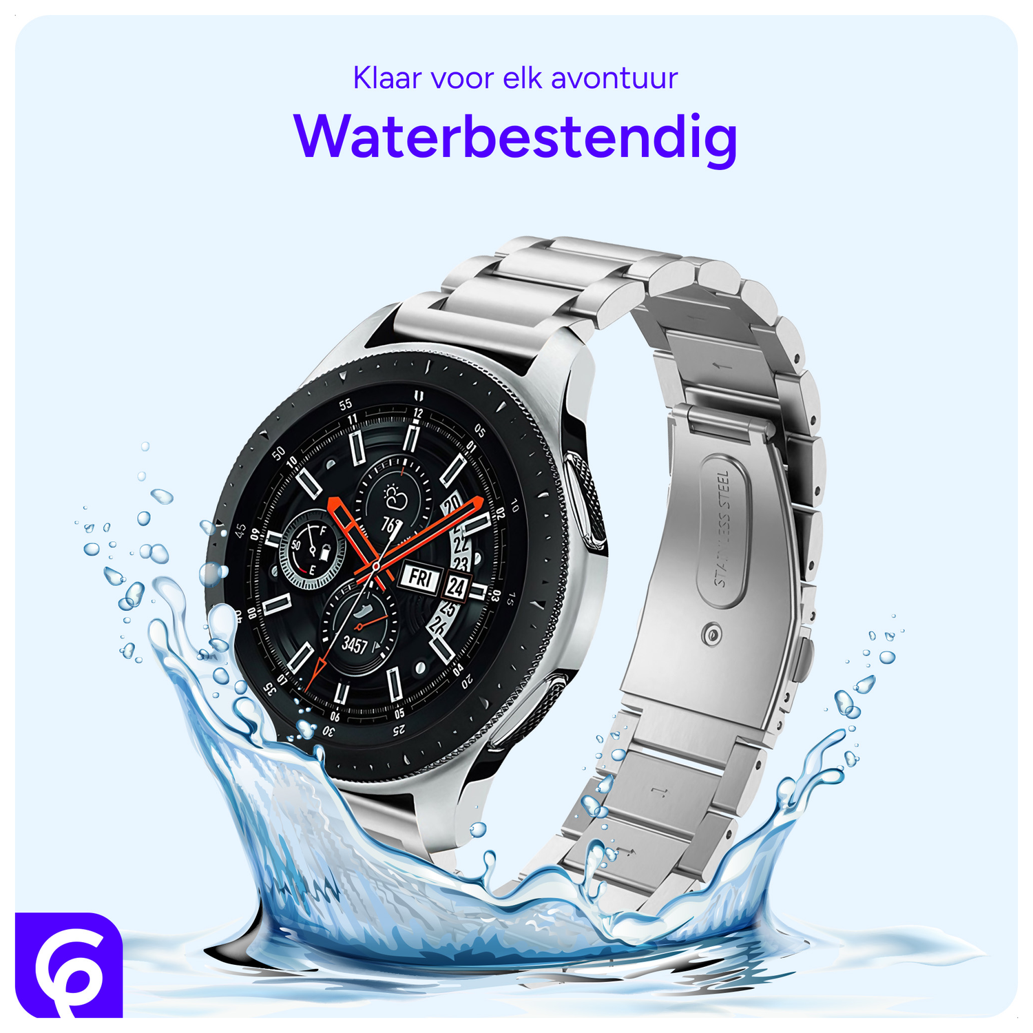 SBG RVS - Universeel Smartwatch / Horloge Bandje Schakels 22MM - Zilver afbeelding 3