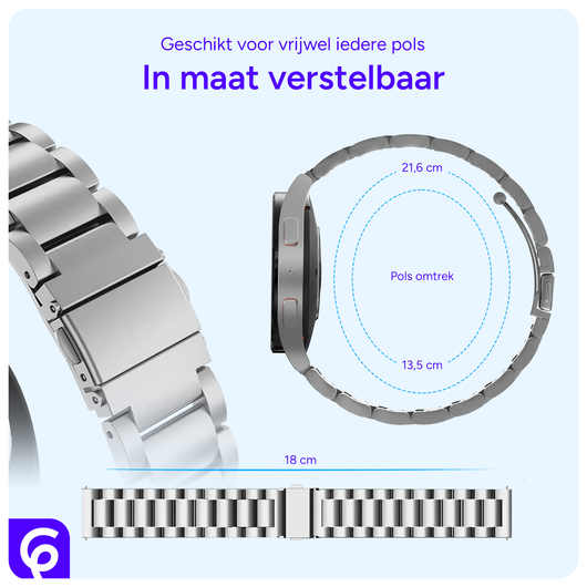 SBG RVS - Universeel Smartwatch / Horloge Bandje Schakels 22MM - Zilver afbeelding 5