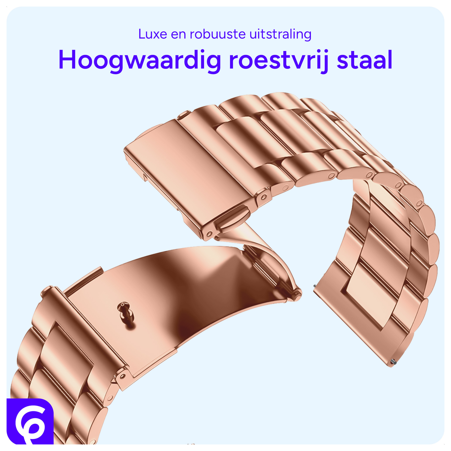SBG RVS - Universeel Smartwatch / Horloge Bandje Schakels 22MM - Rose Goud afbeelding 4