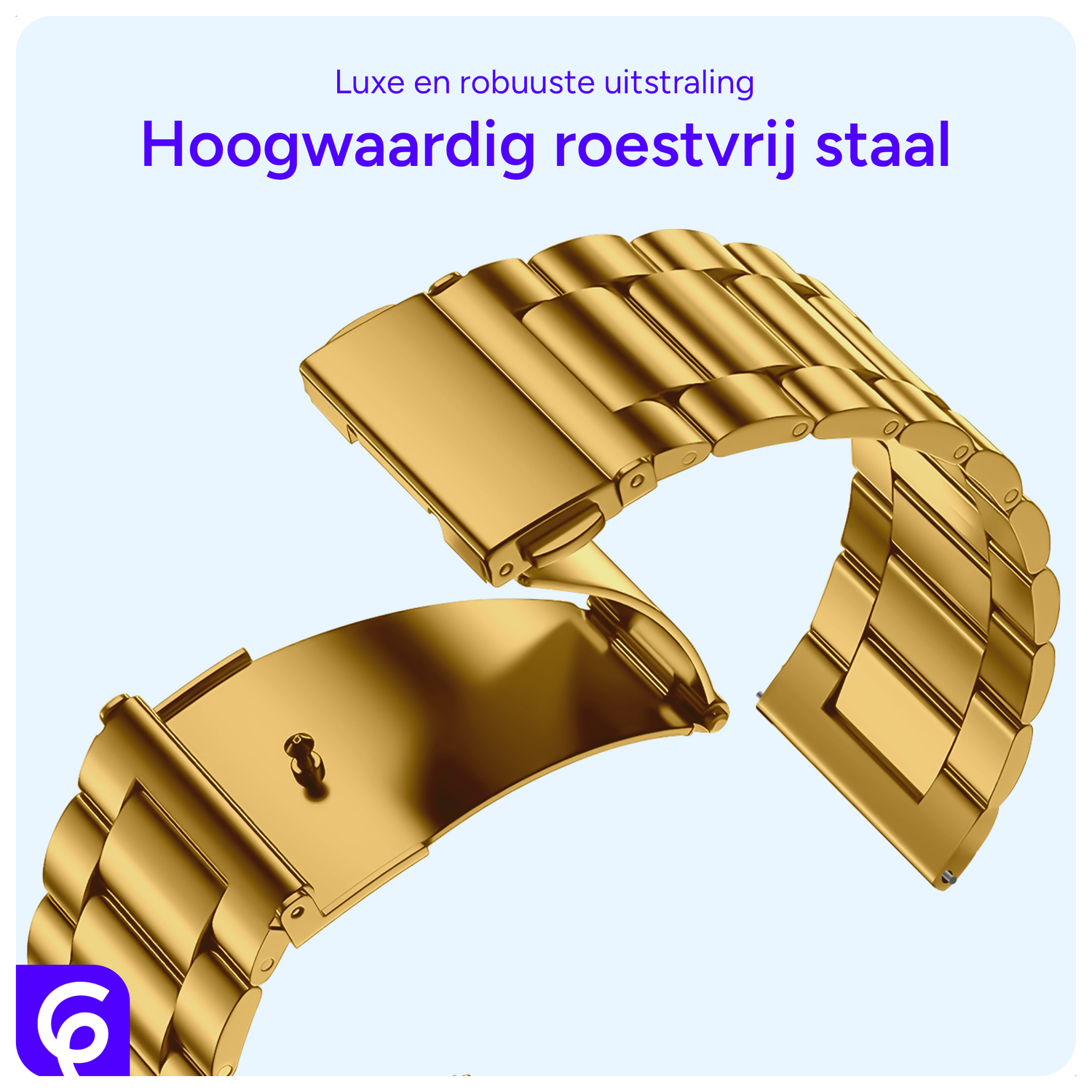 SBG RVS - Universeel Smartwatch / Horloge Bandje Schakels 22MM - Goud afbeelding 4