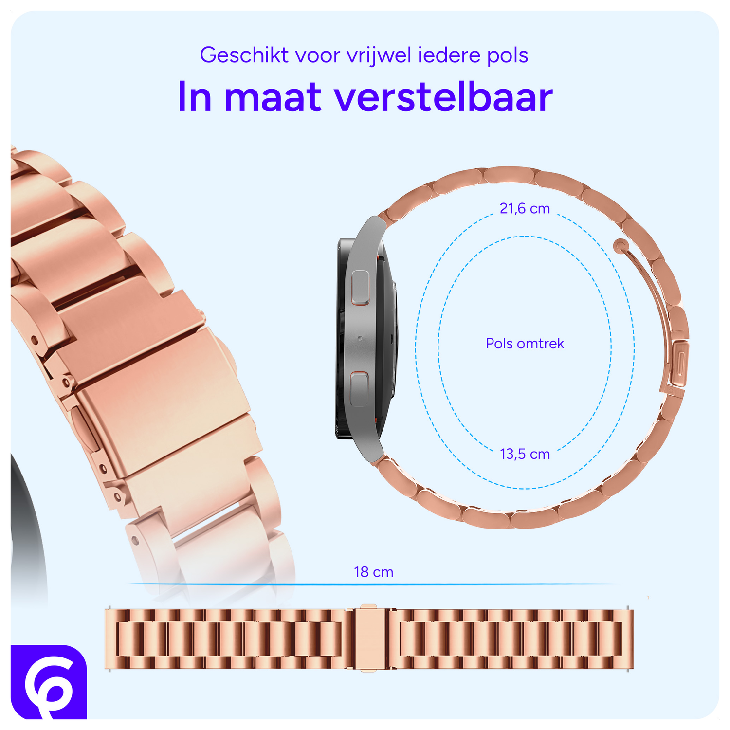 SBG RVS - Samsung Galaxy Watch 8 Bandje Schakels - Rose Goud afbeelding 5
