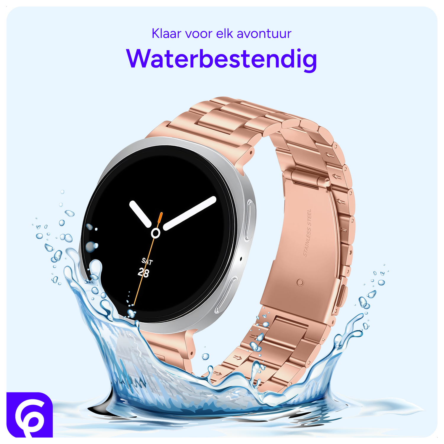 SBG RVS - Samsung Galaxy Watch 8 Bandje Schakels - Rose Goud afbeelding 3