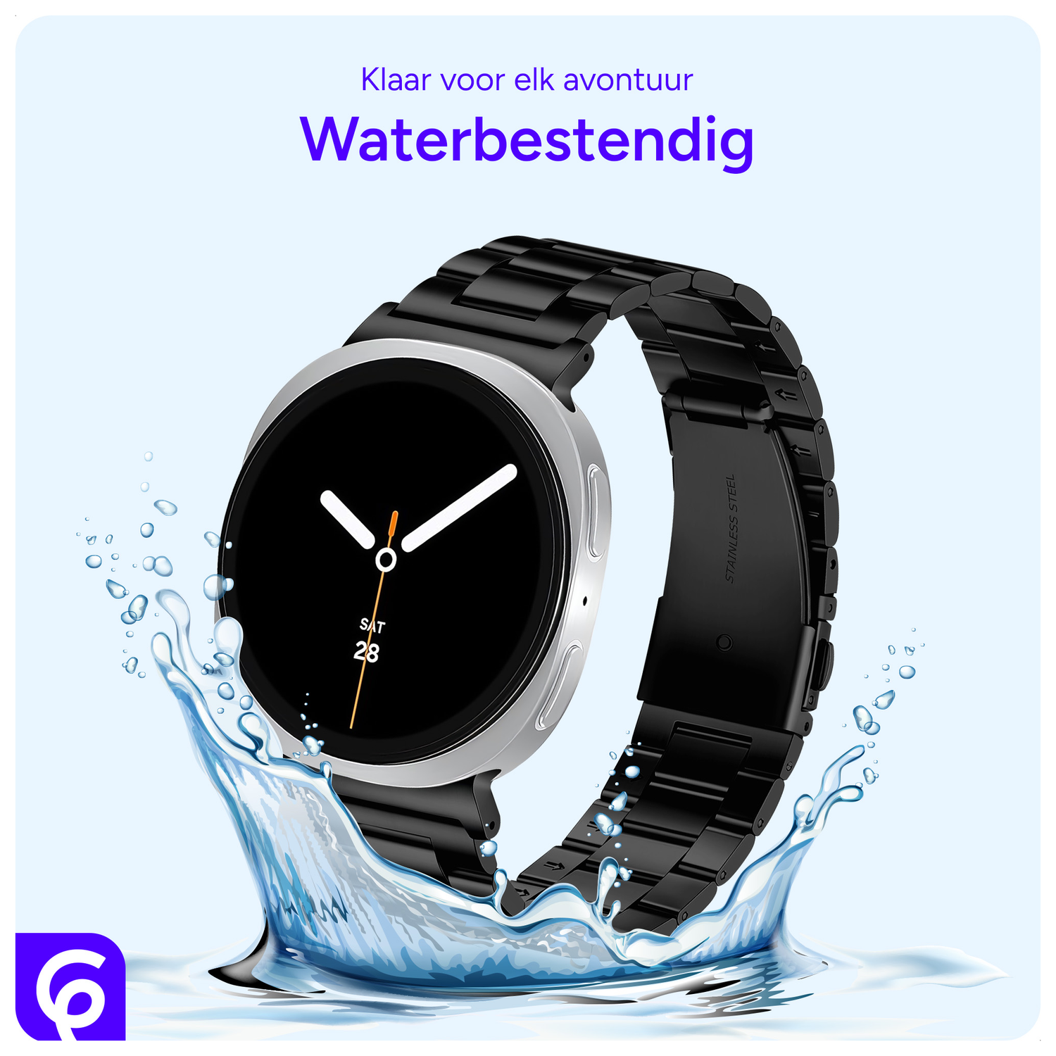 SBG RVS - Samsung Galaxy Watch 8 Bandje Schakels - Zwart afbeelding 3