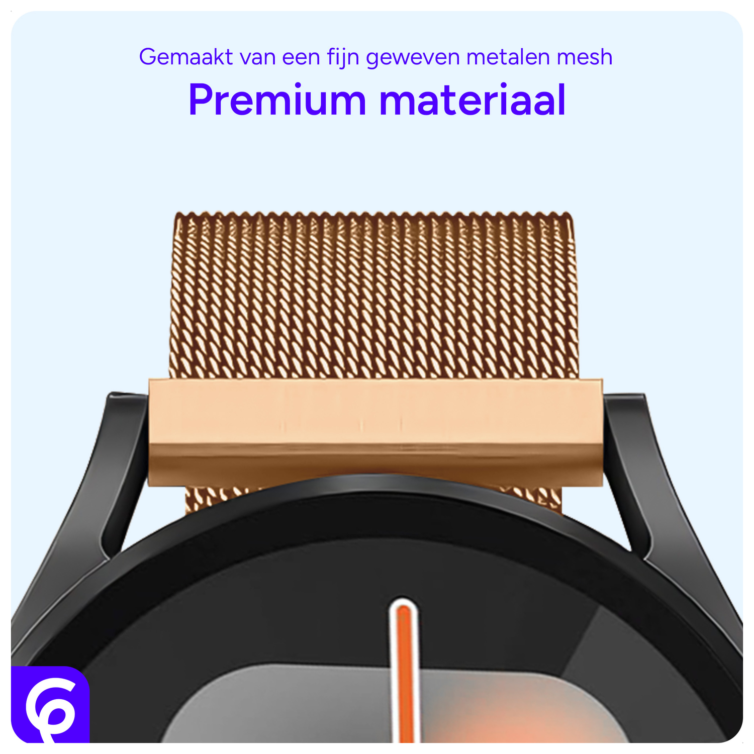 SBG Universeel Smartwatch / Horloge Bandje - Milanees - 20MM - Roze Goud afbeelding 3