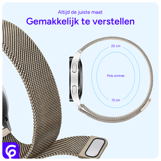SBG Universeel Smartwatch / Horloge Bandje - Milanees - 20MM - Sterrenlicht afbeelding 4
