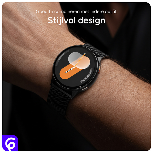 SBG Universeel Smartwatch / Horloge Bandje - Milanees - 22MM - Zilver afbeelding 5