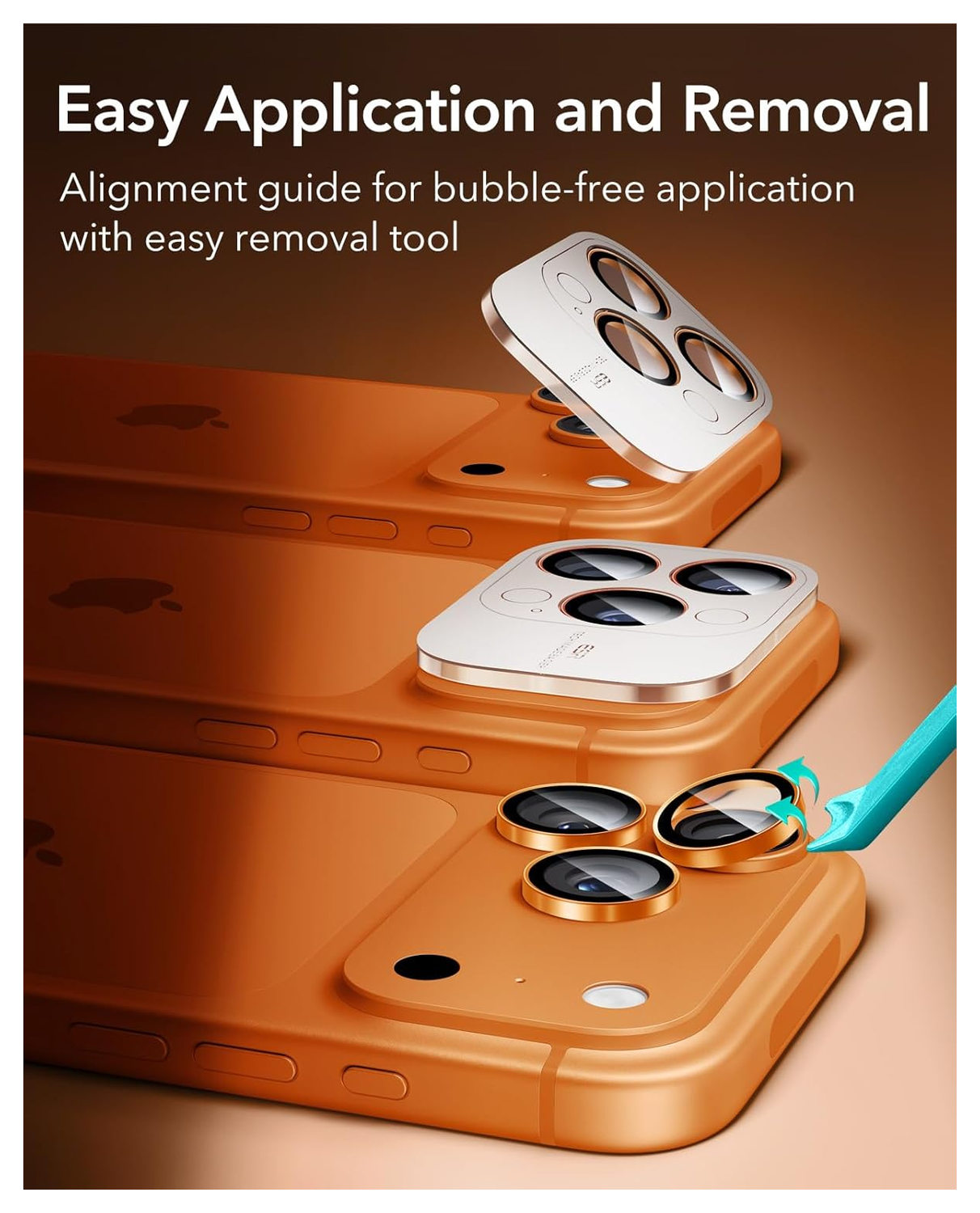 ESR Armorite iPhone 17 Pro (Max)/16 Pro (Max) Camera Lens Protector Oranje afbeelding 3