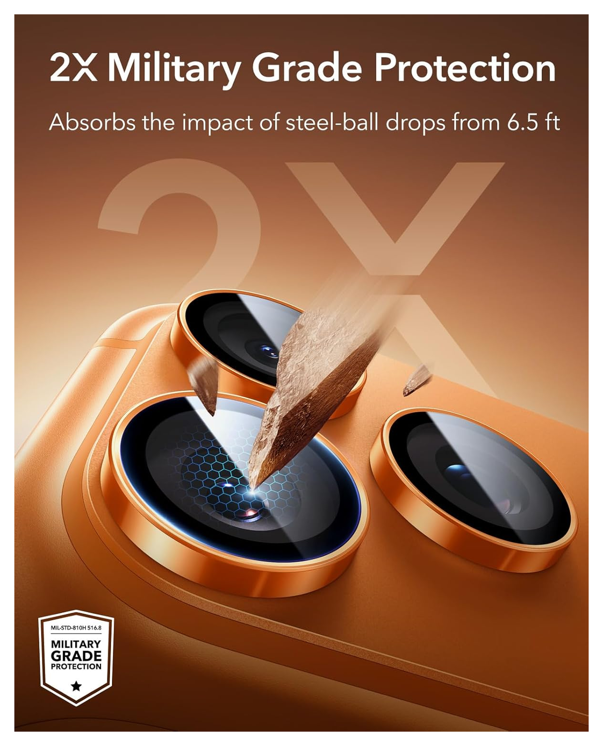 ESR Armorite iPhone 17 Pro (Max)/16 Pro (Max) Camera Lens Protector Oranje afbeelding 4