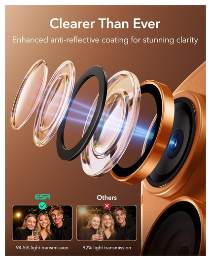 ESR Armorite iPhone 17 Pro (Max)/16 Pro (Max) Camera Lens Protector Oranje afbeelding 7