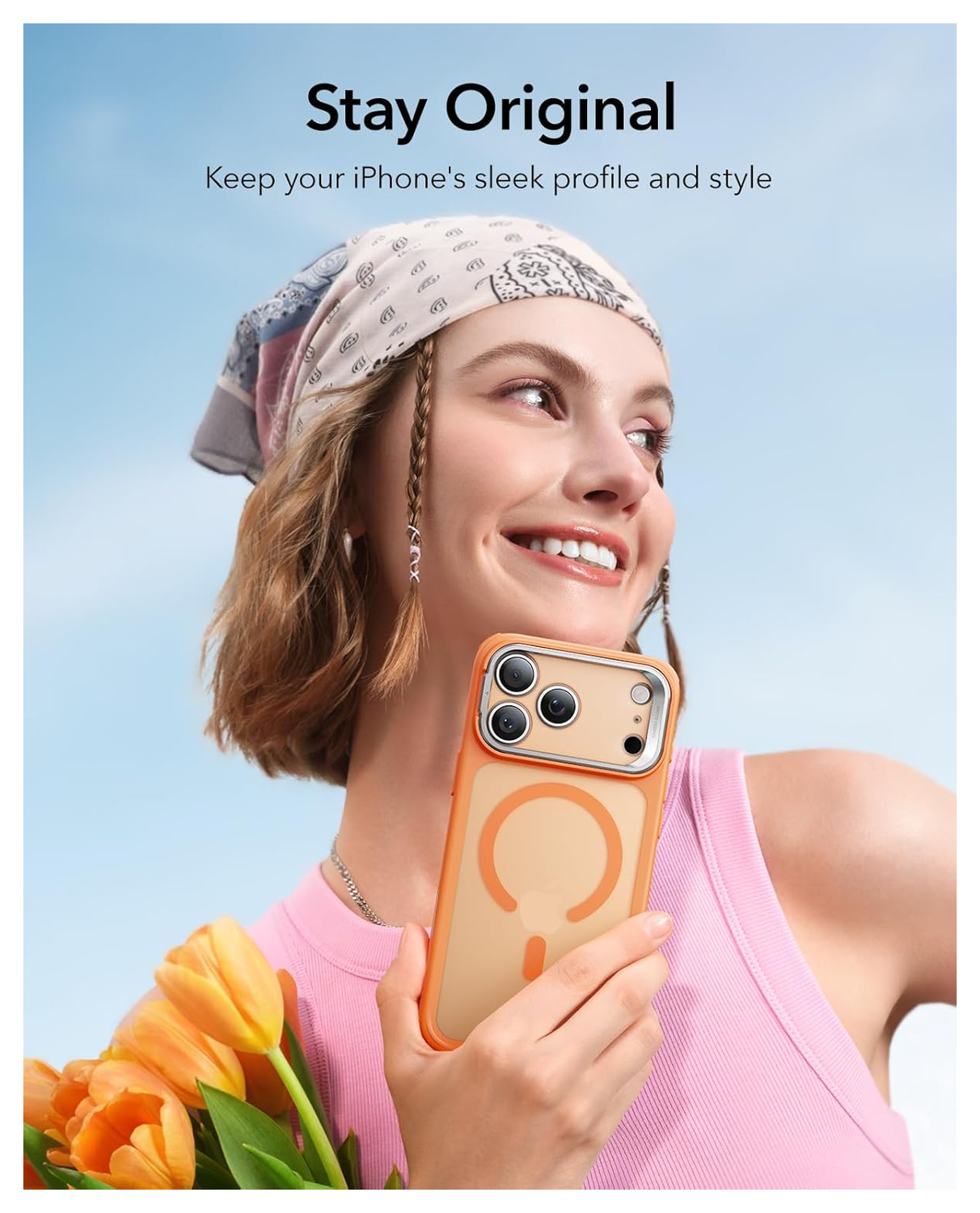 ESR Classic Hybrid MagSafe iPhone 17 Pro Max Hoesje Stand Oranje afbeelding 3