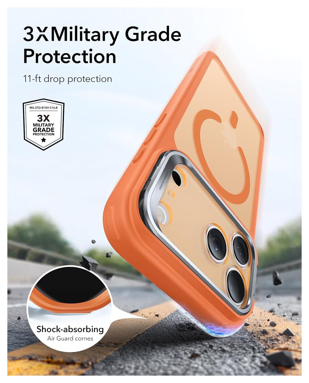 ESR Classic Hybrid MagSafe iPhone 17 Pro Max Hoesje Stand Oranje afbeelding 7