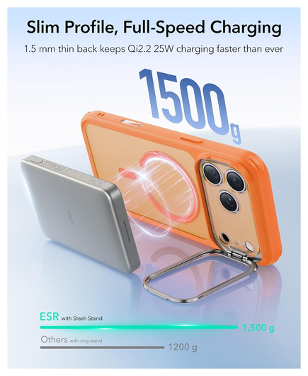 ESR Classic Hybrid MagSafe iPhone 17 Pro Max Hoesje Stand Oranje afbeelding 5
