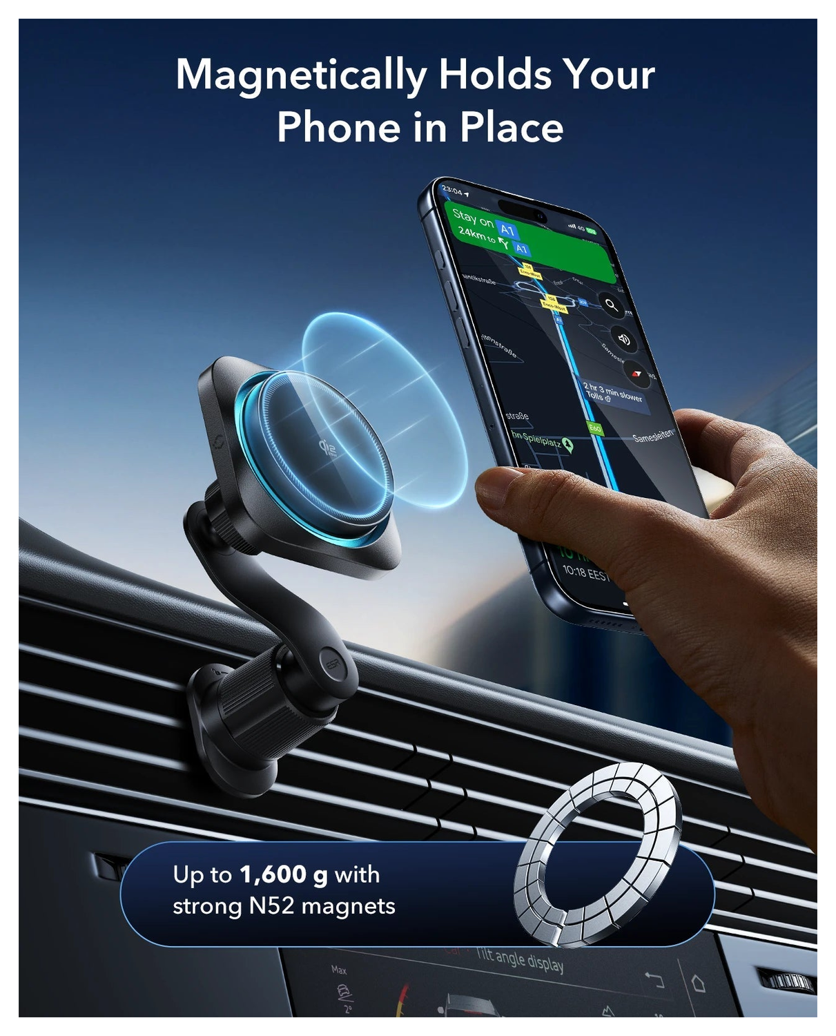 ESR OmniLock 25W MagSafe / Qi2 Telefoonhouder Ventilatierooster CryoBoost Zwart afbeelding 3