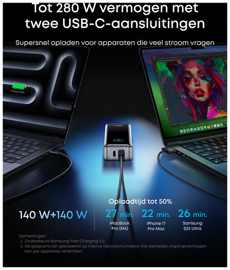 Anker Prime (300W) 26.250 mAh Powerbank Laptop/MacBook met 140W Snelladen Grijs afbeelding 5