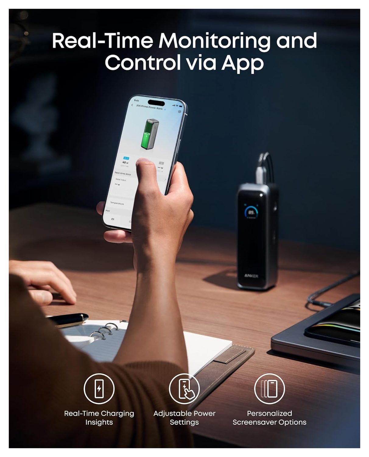 Anker Prime (220W) 20.000 mAh Powerbank Laptop/MacBook Snellader Zilver afbeelding 8