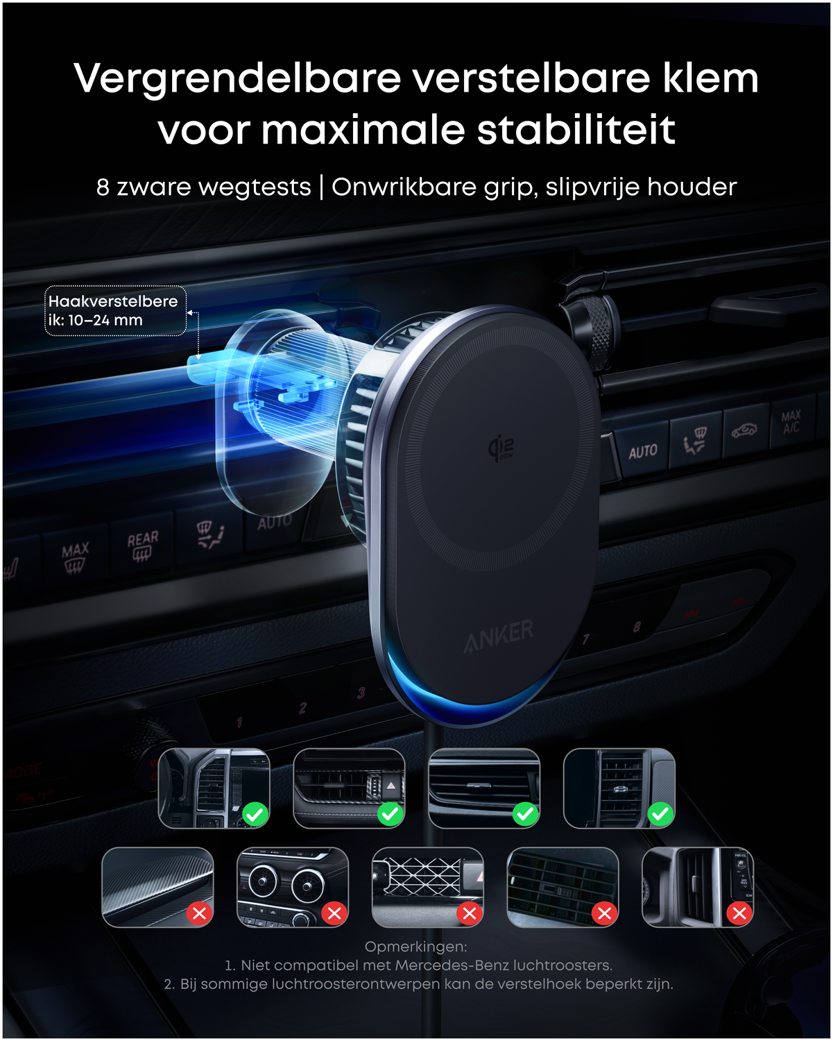 Anker Prime (25W) Qi2 Telefoonhouder Auto Ventilatierooster met MagSafe Opladen afbeelding 5