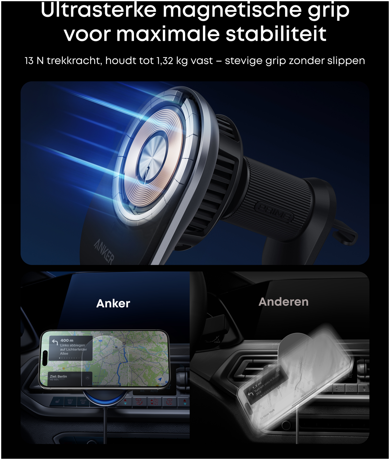 Anker Prime (25W) Qi2 Telefoonhouder Auto Ventilatierooster met MagSafe Opladen afbeelding 6