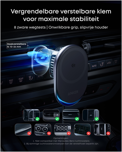 Anker Prime (25W) Qi2 Telefoonhouder Auto Ventilatierooster met MagSafe Opladen afbeelding 5