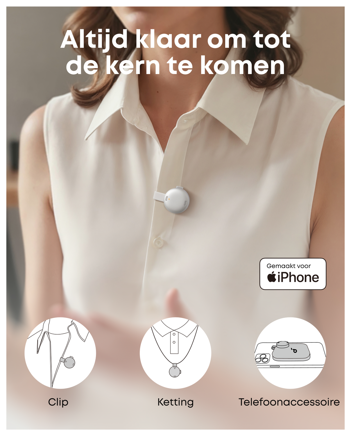 Anker SoundCore Work Compacte AI Voice Recorder met Transcriptie Wit afbeelding 3