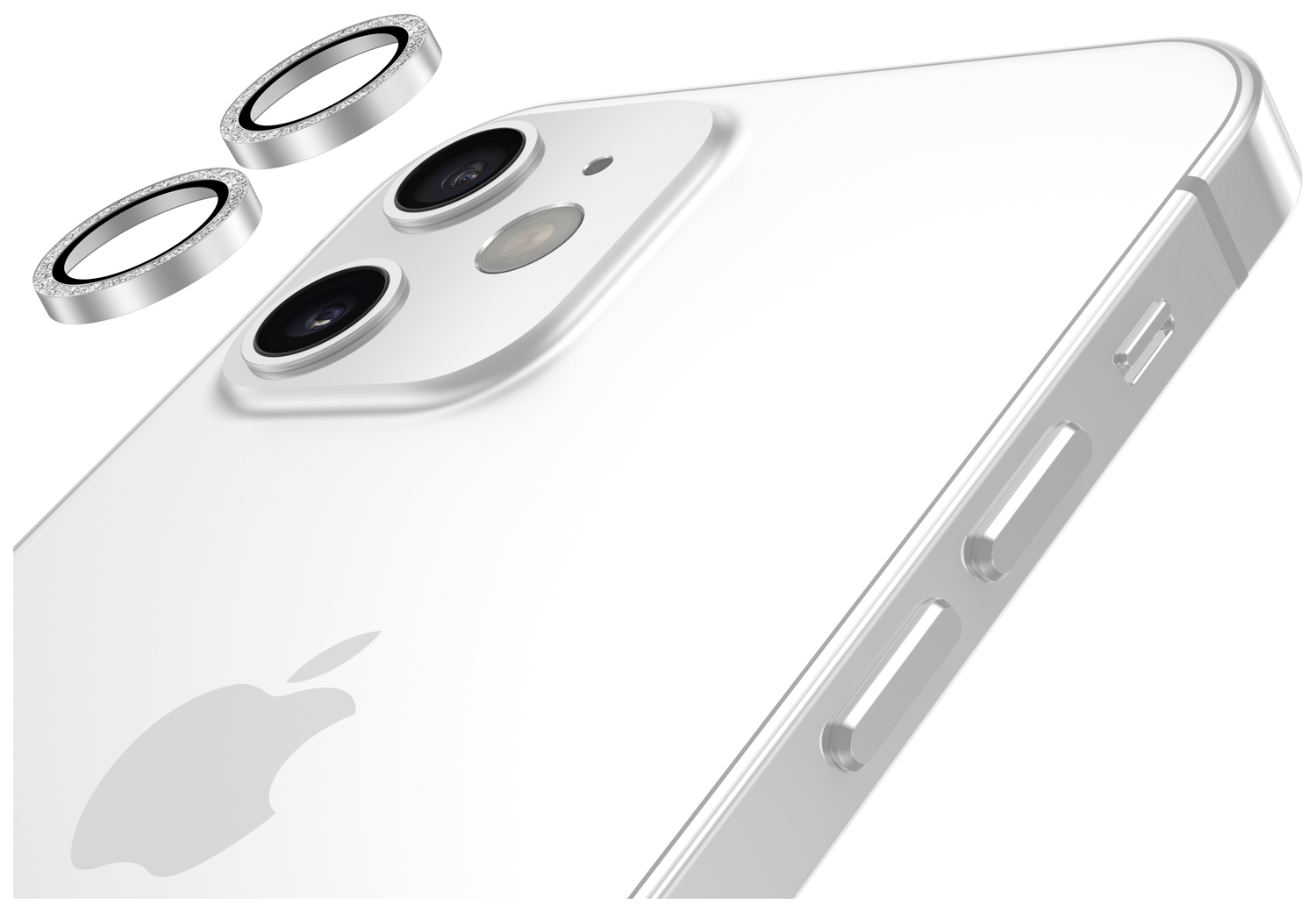 AVY Apple iPhone 12 / 12 Mini / 11 Camera Lens Protector Rings Glitter Zilver afbeelding 9