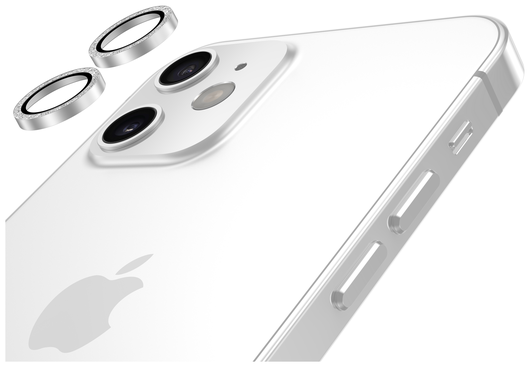 AVY Apple iPhone 12 / 12 Mini / 11 Camera Lens Protector Rings Glitter Zilver afbeelding 9