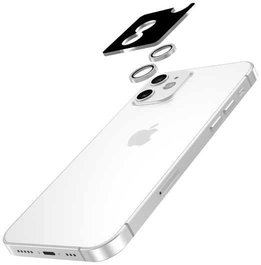 AVY Apple iPhone 12 / 12 Mini / 11 Camera Lens Protector Rings Glitter Zilver afbeelding 2