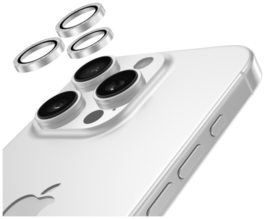 AVY Apple iPhone 12 Pro Max Camera Lens Protector Rings Glitter Zilver afbeelding 9