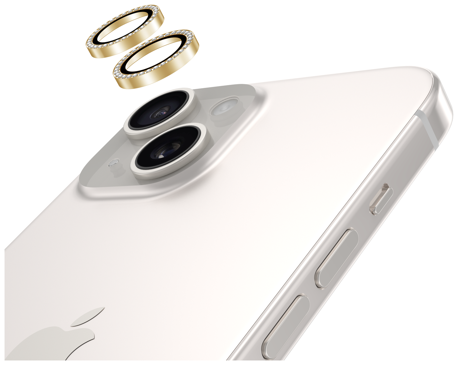 AVY Apple iPhone 14 / 14 Plus Camera Lens Protector Rings Diamant Goud afbeelding 9