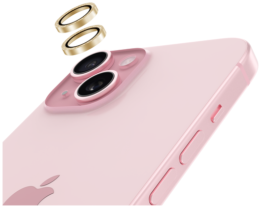 AVY Apple iPhone 15 / 15 Plus Camera Lens Protector Rings Glitter Goud afbeelding 9