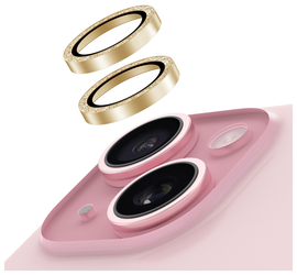 AVY Apple iPhone 15 / 15 Plus Camera Lens Protector Rings Glitter Goud afbeelding